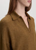 Long-Sleeve Boxy Sweater with Johnny Collar