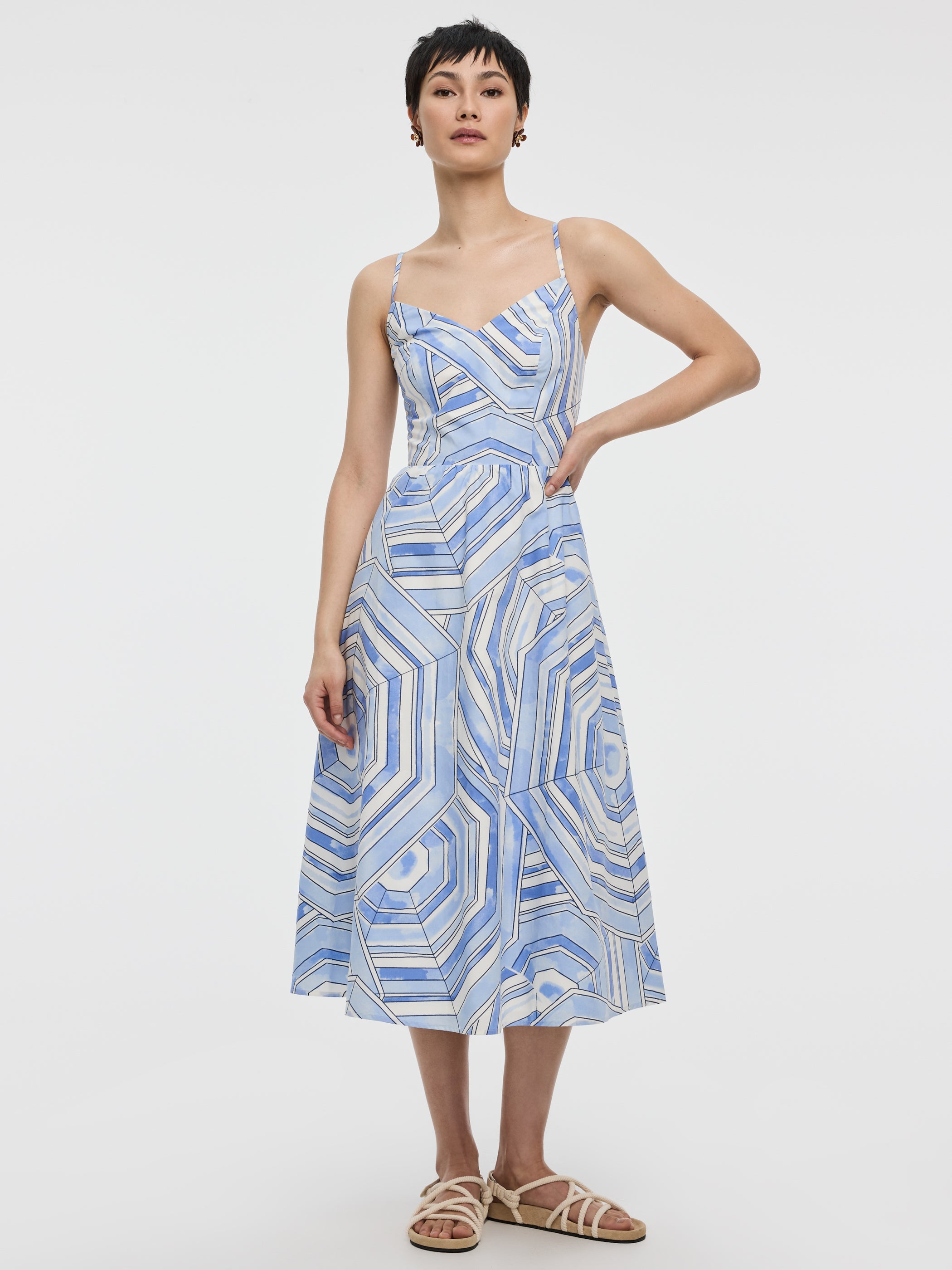 Sleeveless Fit and Flare Midi Dress