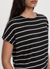 Striped Short-Dolman-Sleeve Boat-Neck T-Shirt