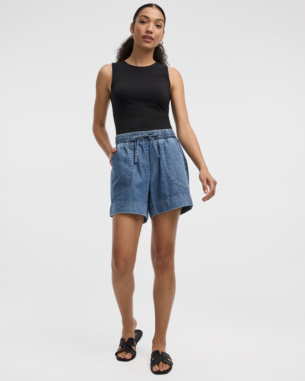 Denim Shorts with Drawstring