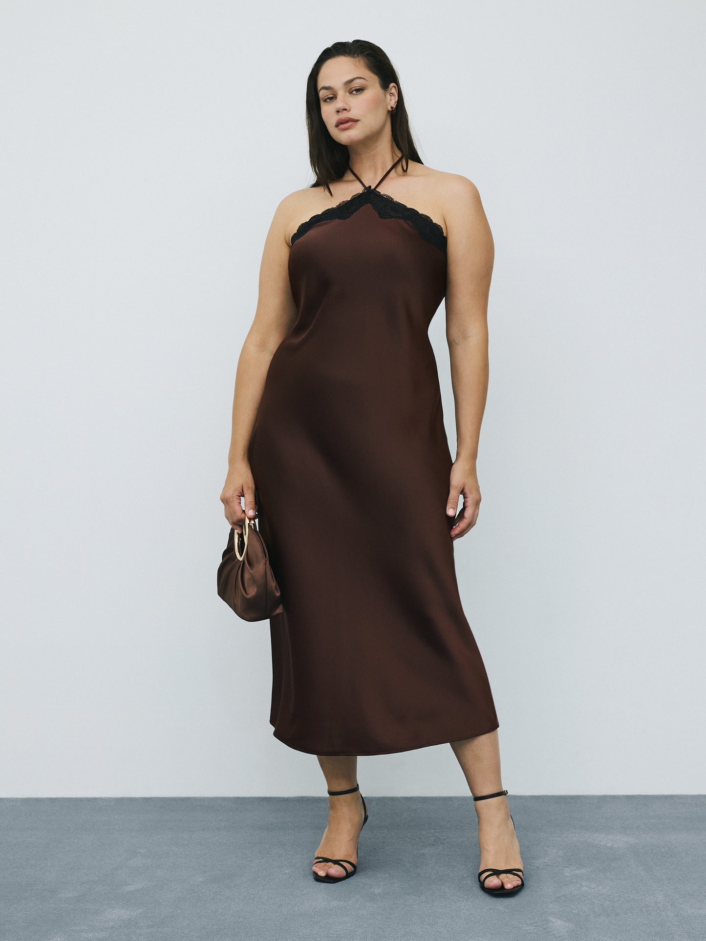 Sleeveless Halter-Neck Maxi Cocktail Dress