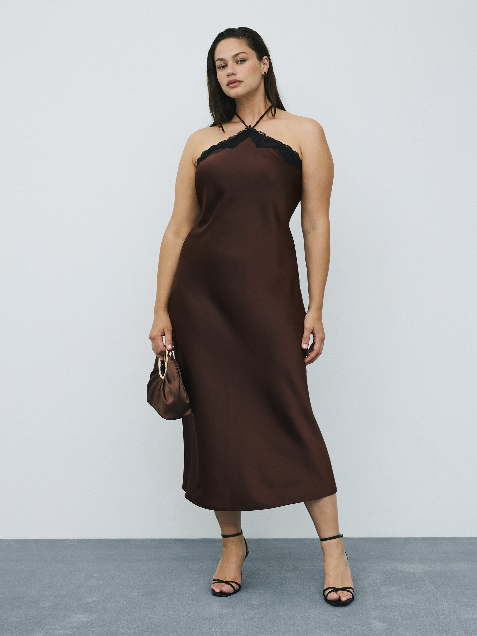 Sleeveless Halter-Neck Maxi Cocktail Dress