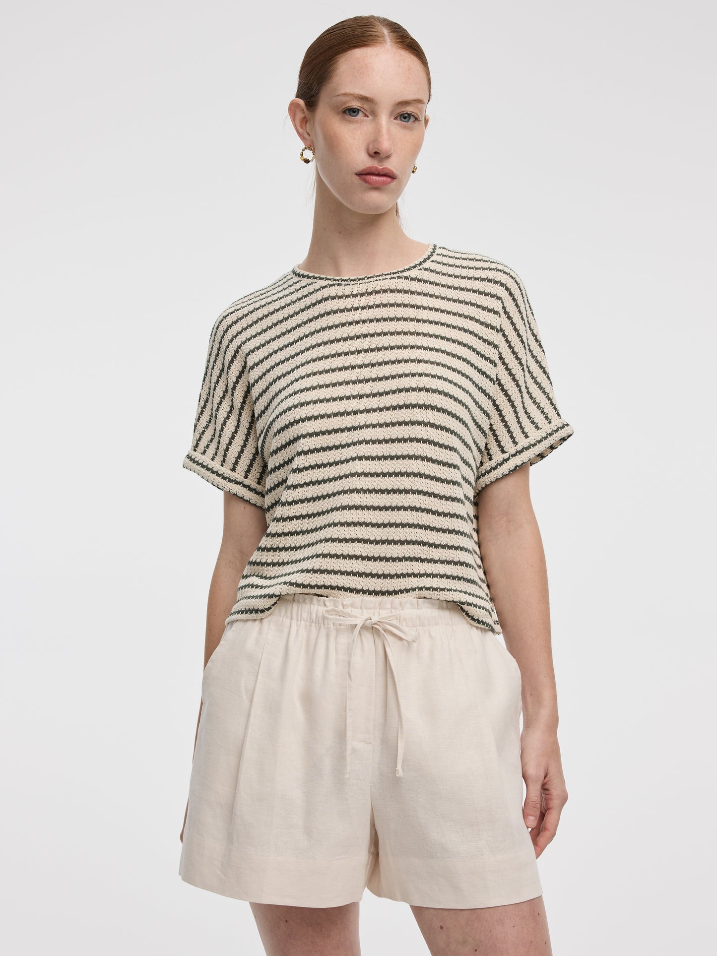 Linen-Blend Shorts with Elastic Waistband