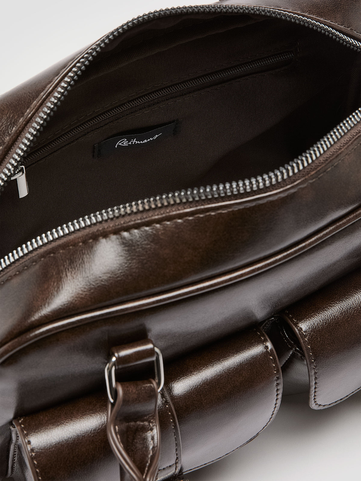 Multi-Pockets Faux-Leather Shoulder Bag