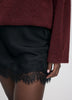 Satin Mini-Skirt with Lace Trim