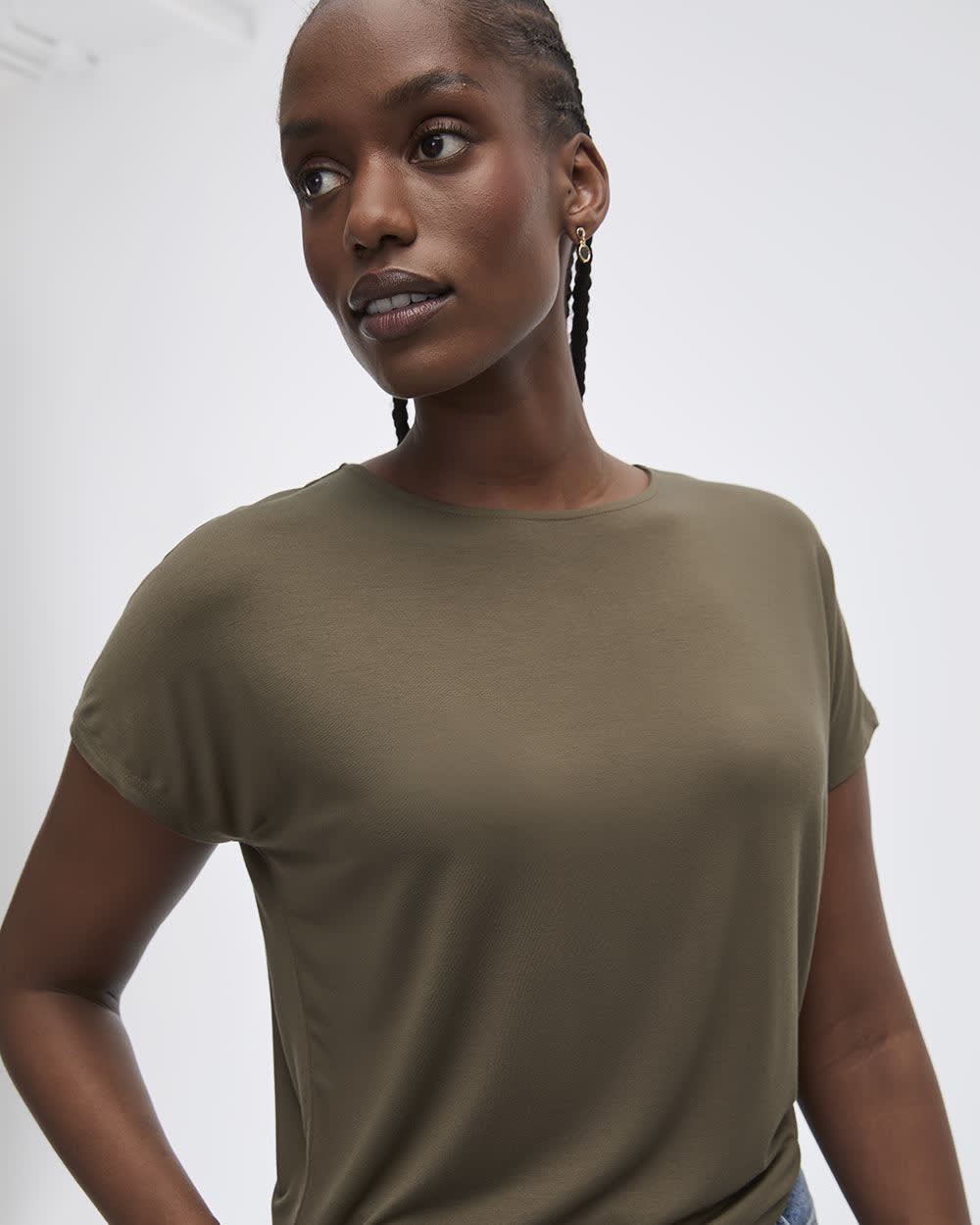 Women's Short Dolman Sleeve Boat-Neck T-Shirt – EcoCosy® | Reitmans