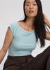 Extended-Sleeve Boat-Neck Ribbed Top