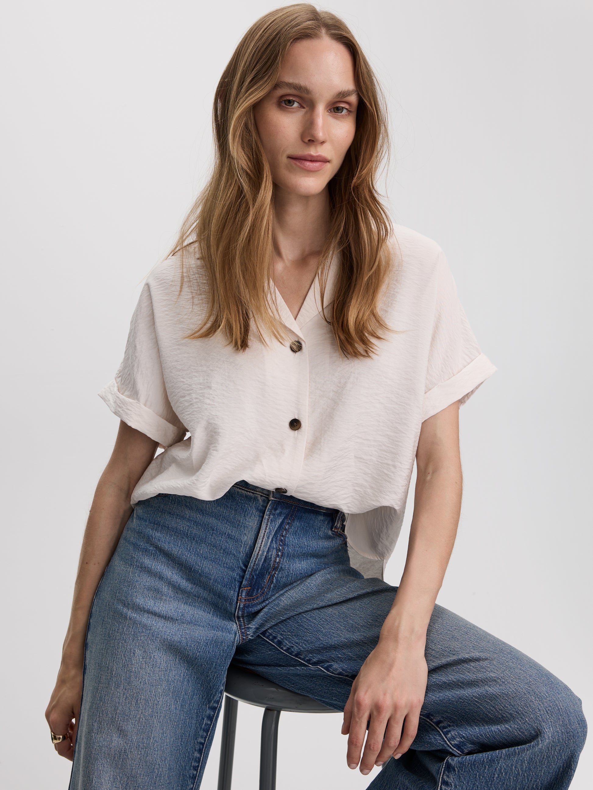 Short-Sleeve Shirt with Notch Collar