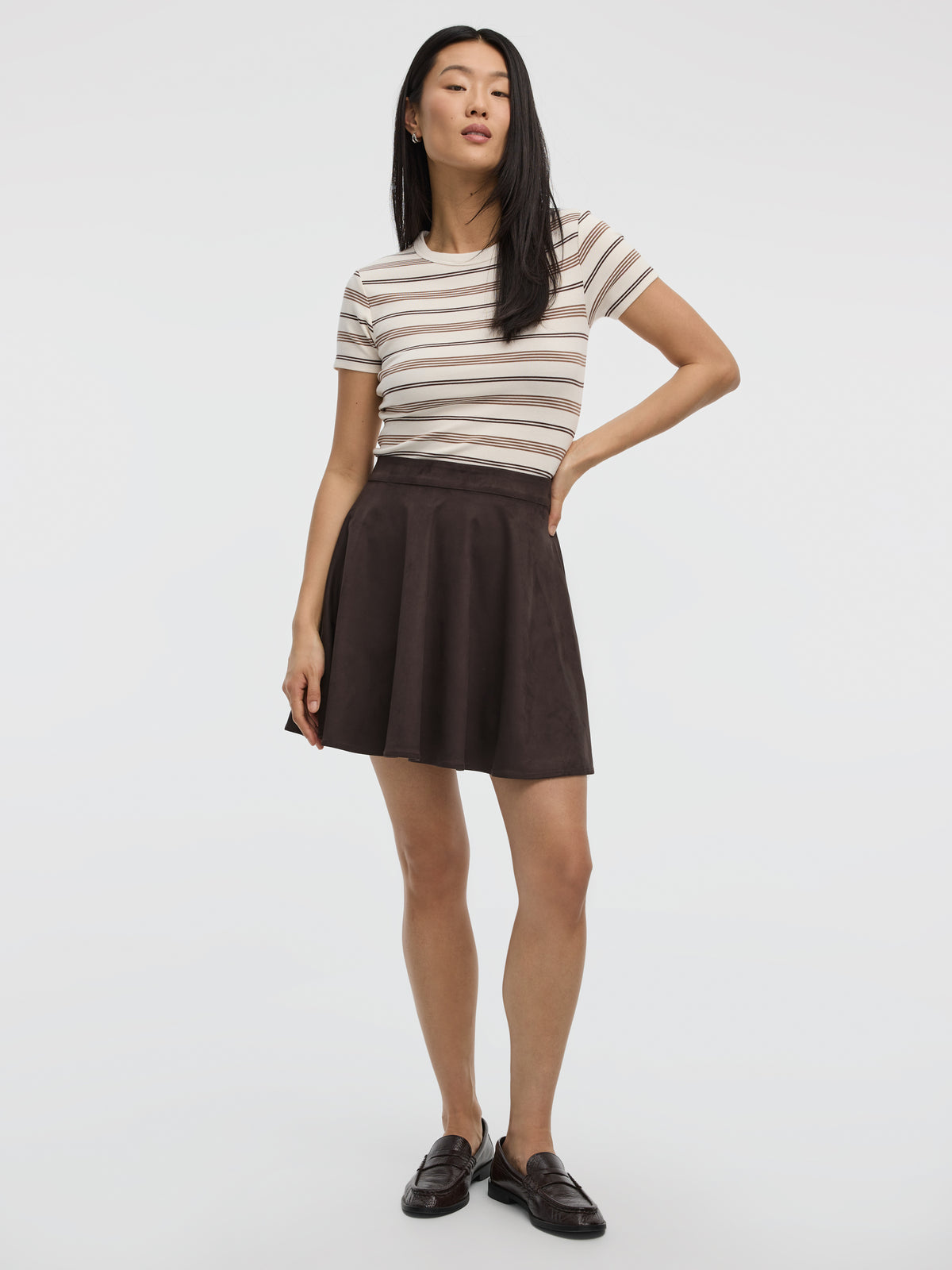 Faux-Suede A-Line Mini Skirt