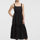 Sleeveless Square-Neck Maxi Dress with Crochet Trims