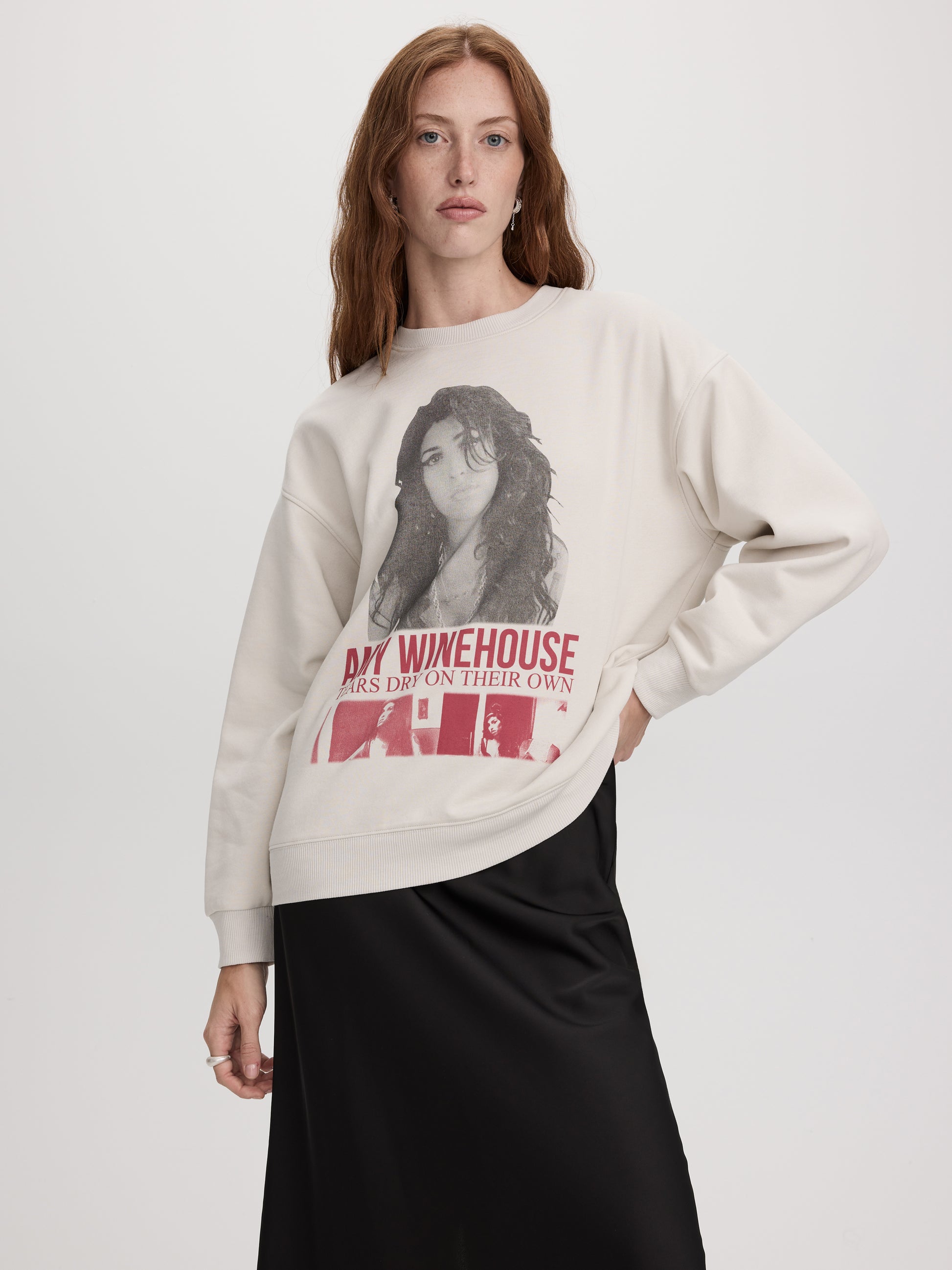 Long-Sleeve Crew-Neck Fleece Top with Print