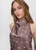 Sleeveless Satin Top with Halter Neckline