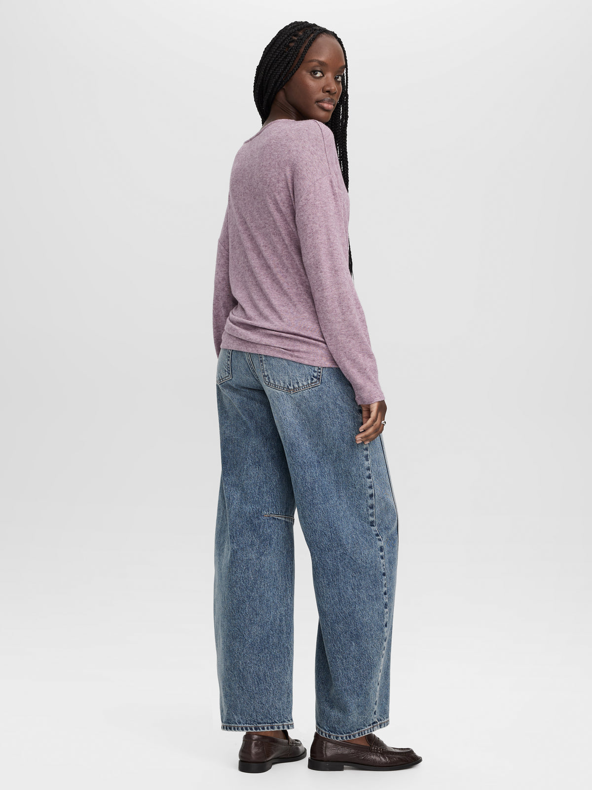 Long-Sleeve Top with Shirred Side