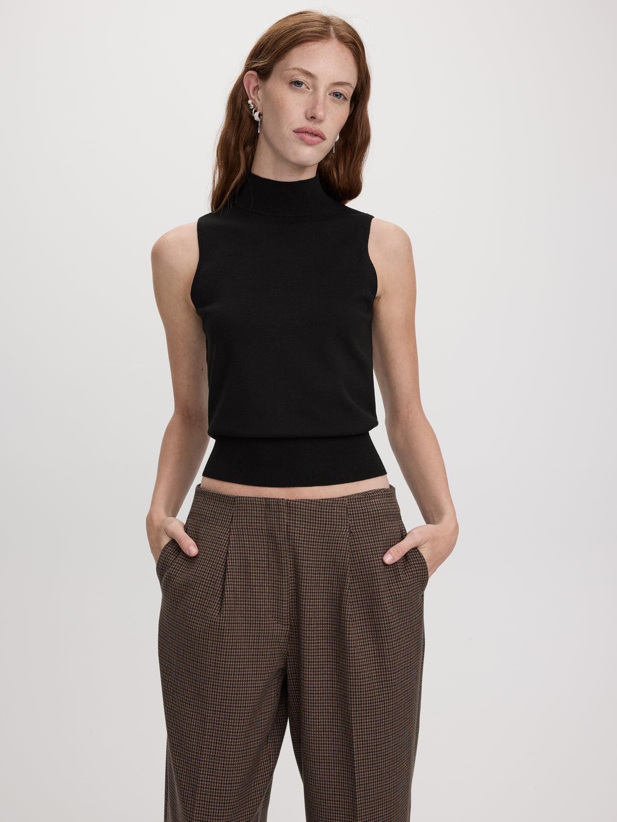 Sleeveless Mock-Neck Sweater