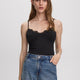 V-Neck Cami with Lace Trim