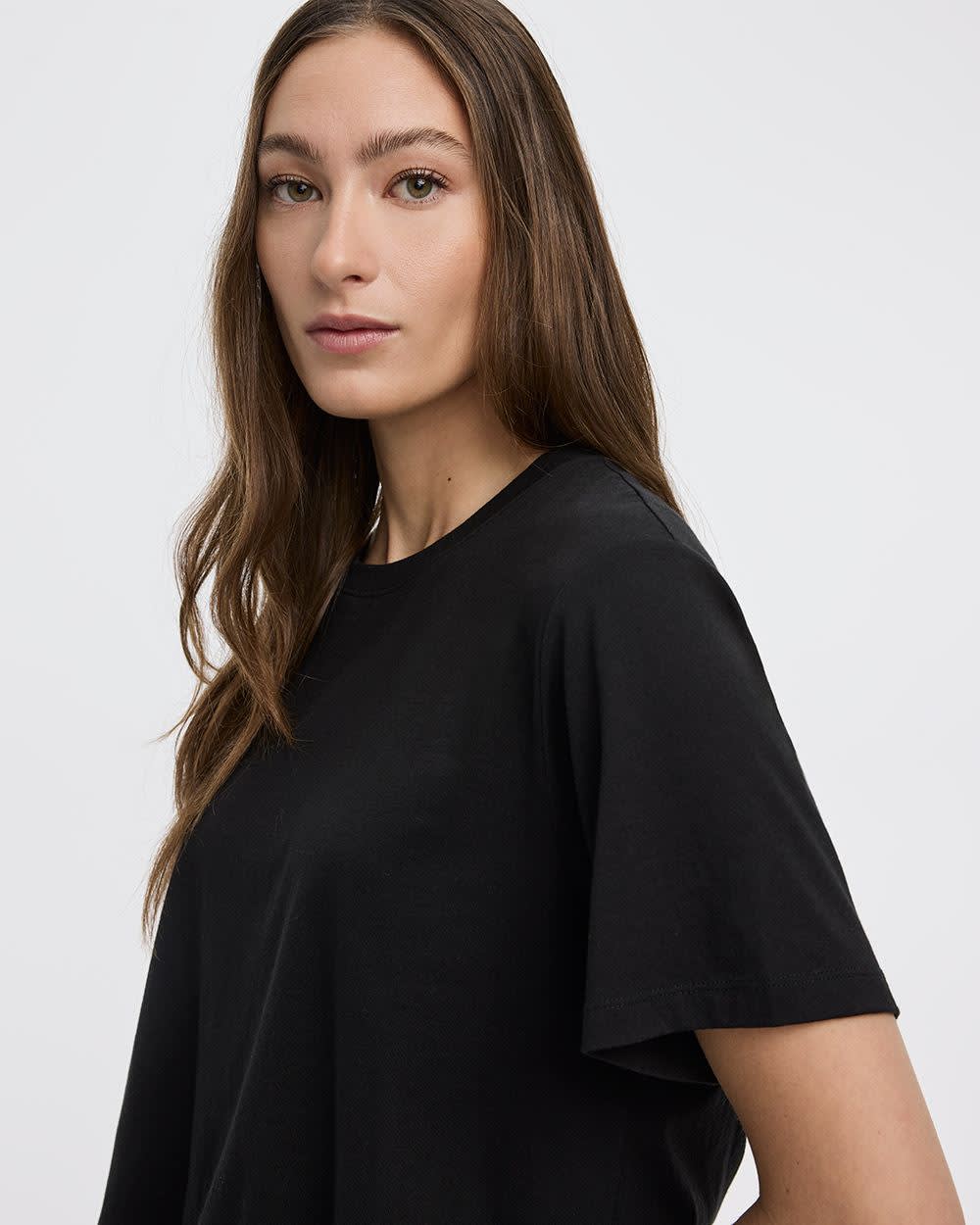 Crew-Neck Tee with Bubble Hem