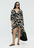 Long-Sleeve V-Neck Maxi Dress with High-Low Hem