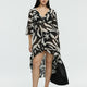 Long-Sleeve V-Neck Maxi Dress with High-Low Hem