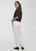 Short-Sleeve V-Neck Blouse with Self-Tie Closure