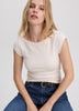 Extended-Sleeve Boat-Neck Ribbed Top