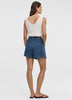 Pleated Denim Shorts