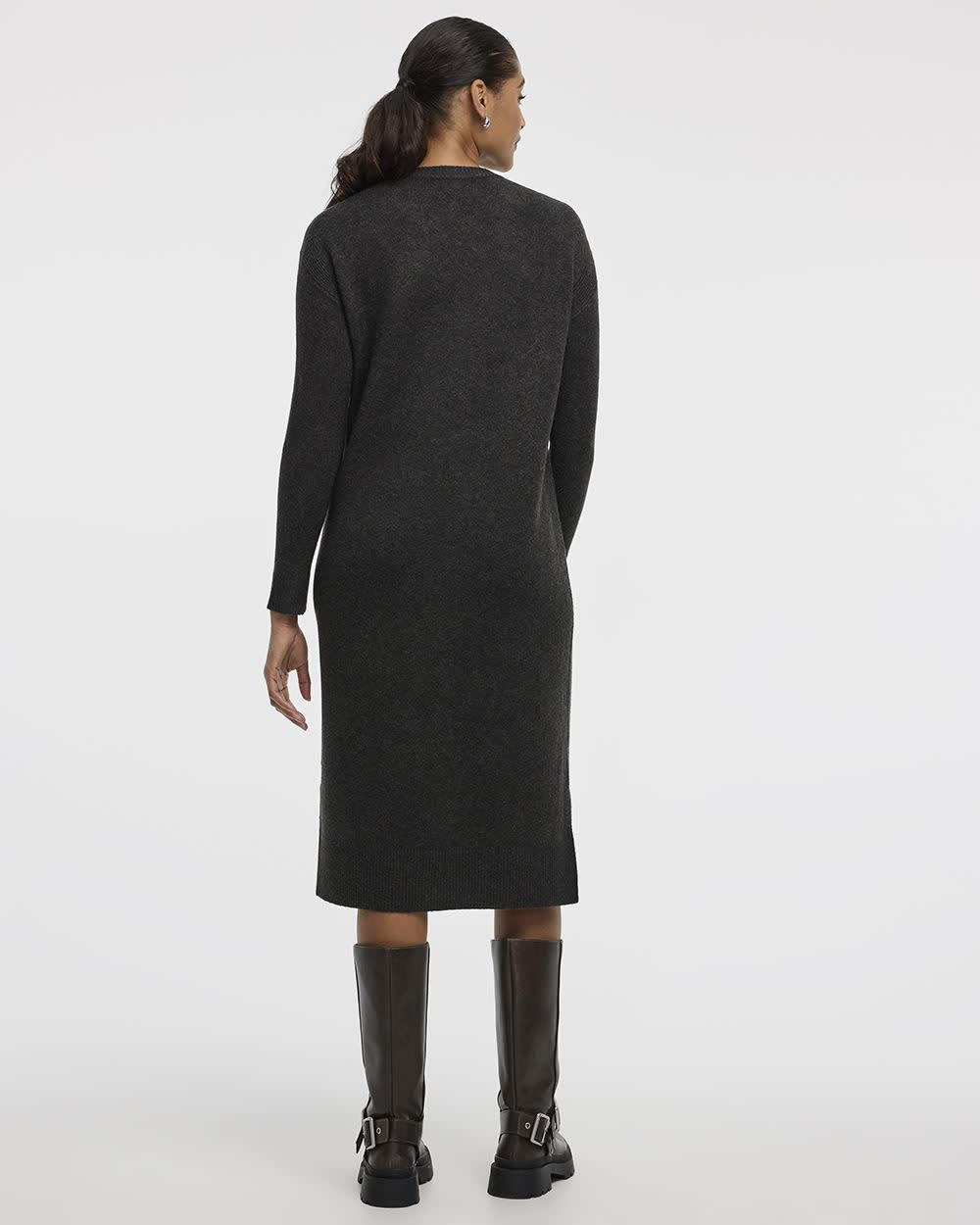 PlushSoft Crew-Neck Midi Sweater Dress