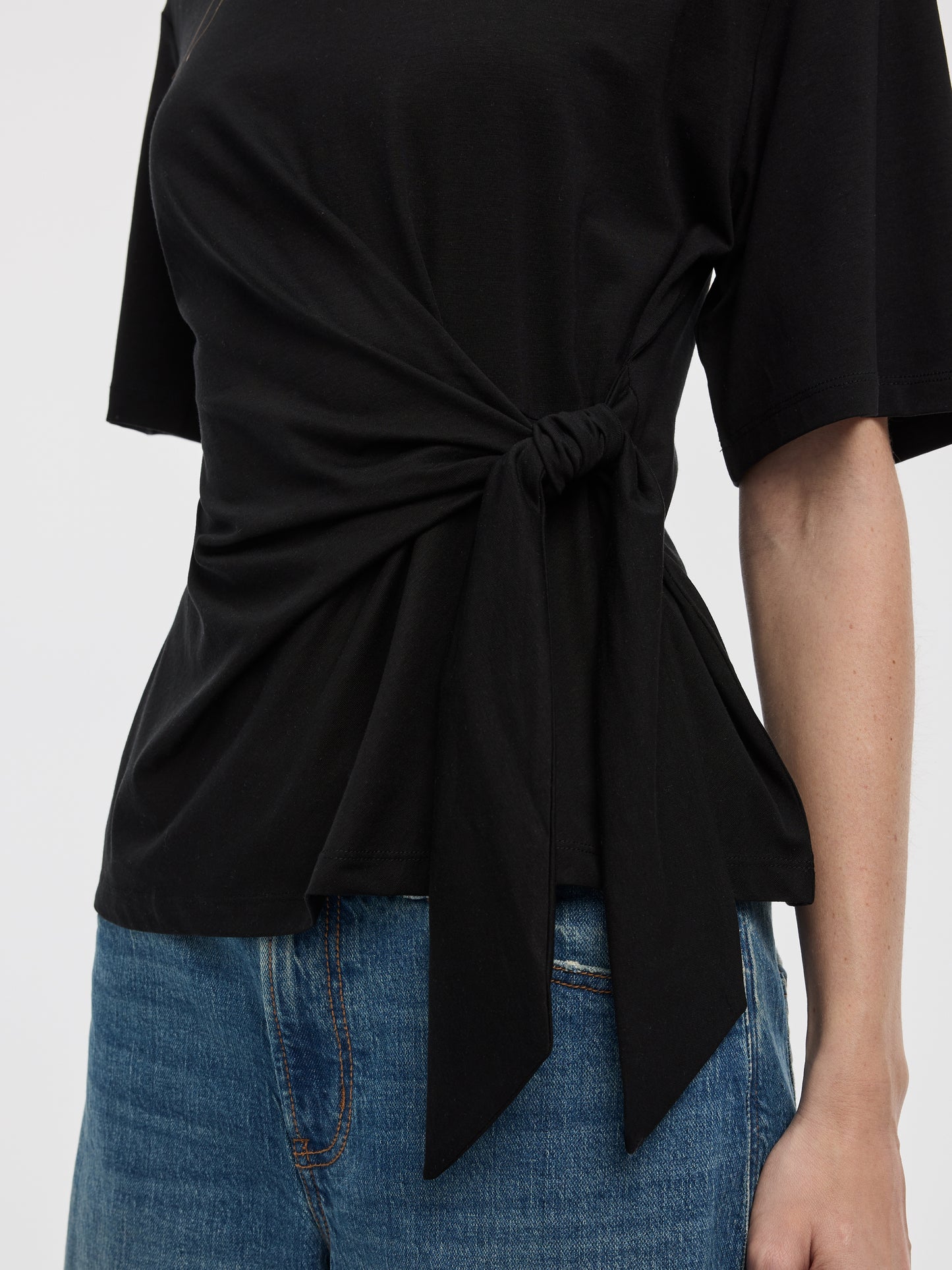 Crew-Neck T-Shirt with Knot Detail