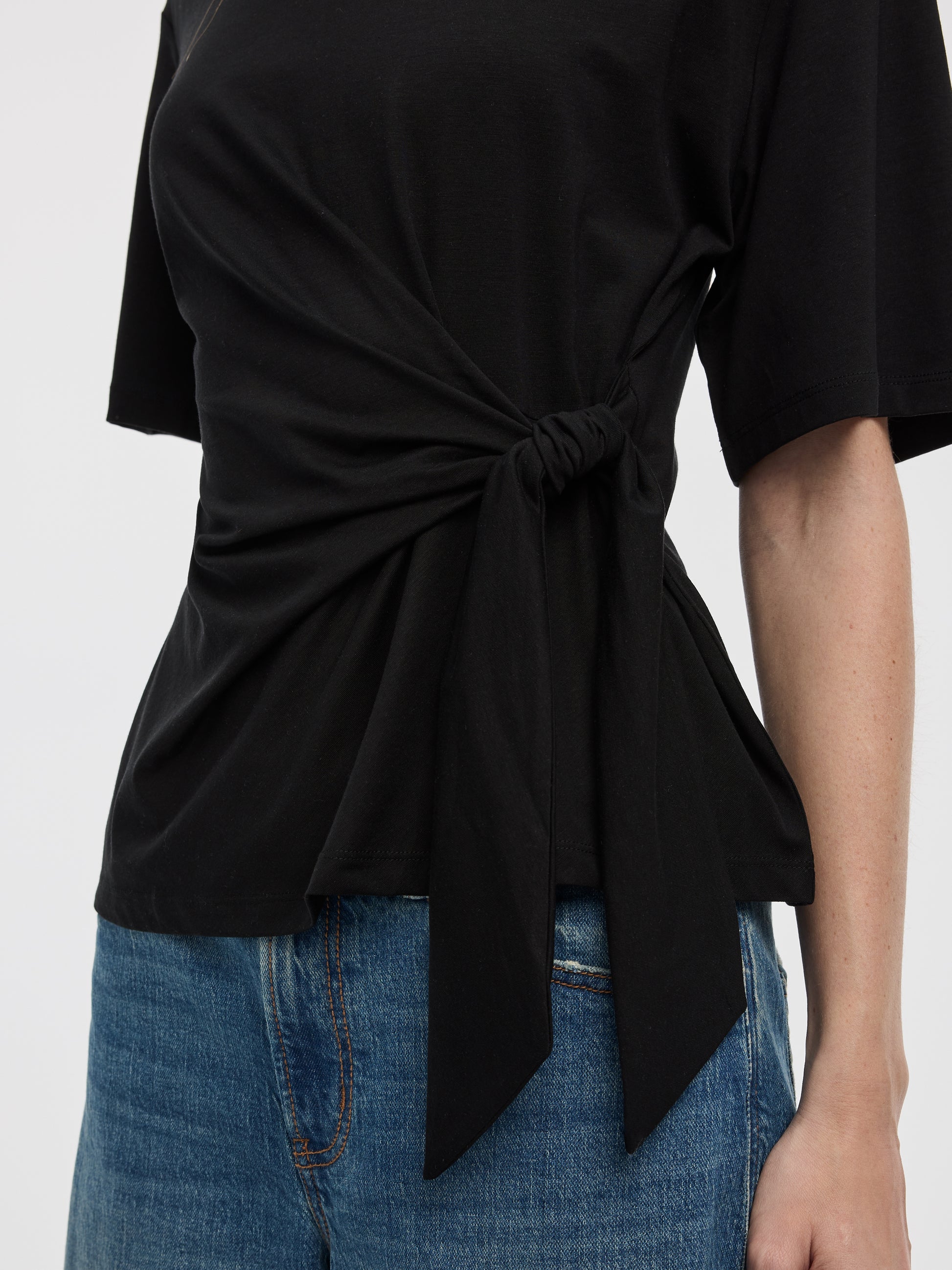 Crew-Neck T-Shirt with Knot Detail