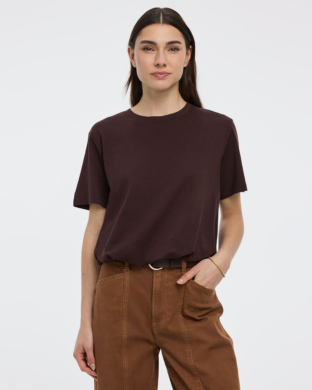 Crew-Neck Tee with Bubble Hem