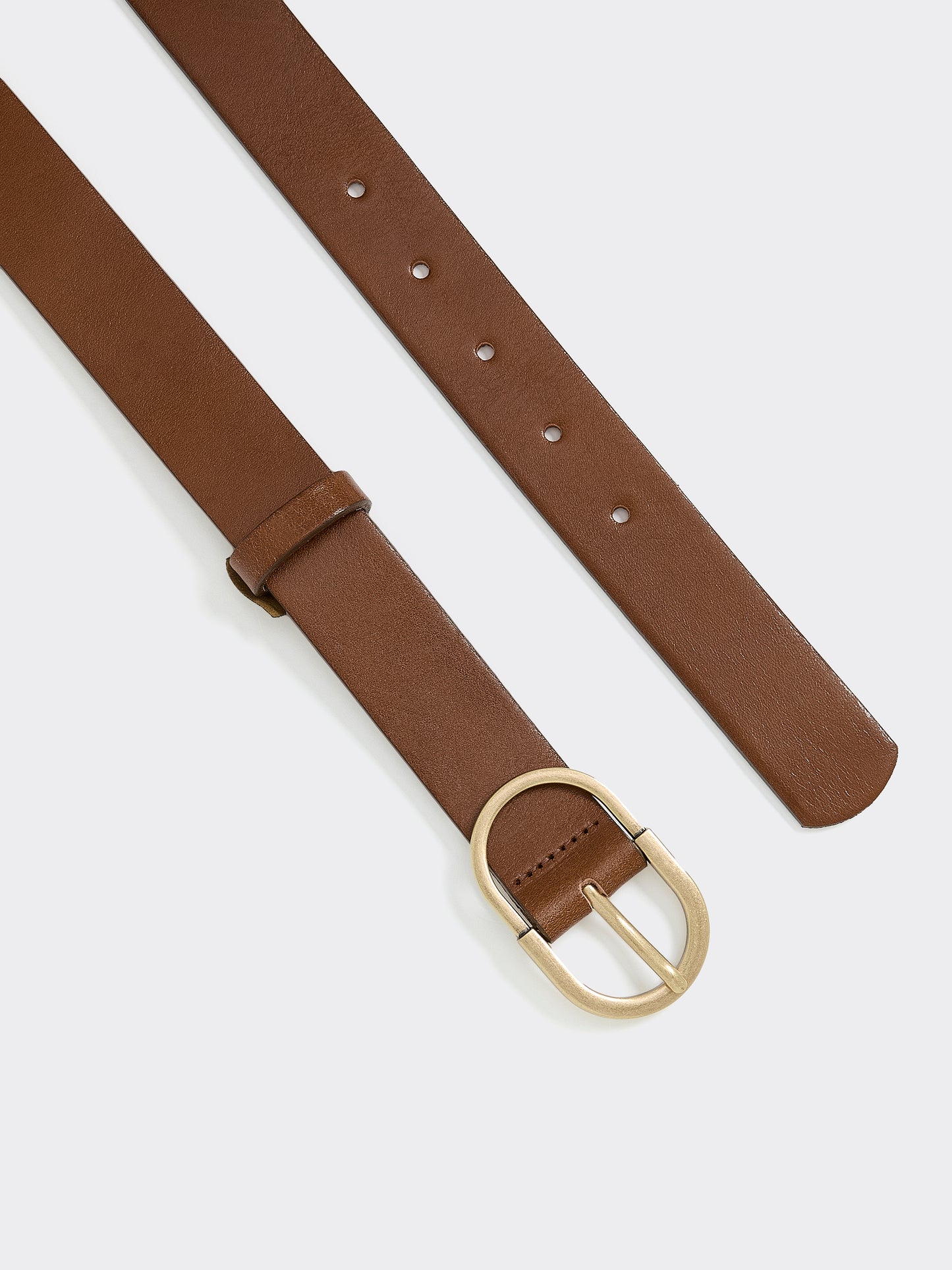Leather Belt with Oval Buckle