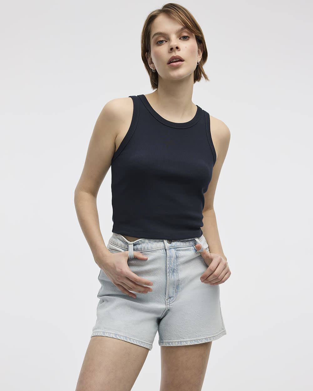 Crew-Neck Ribbed Tank