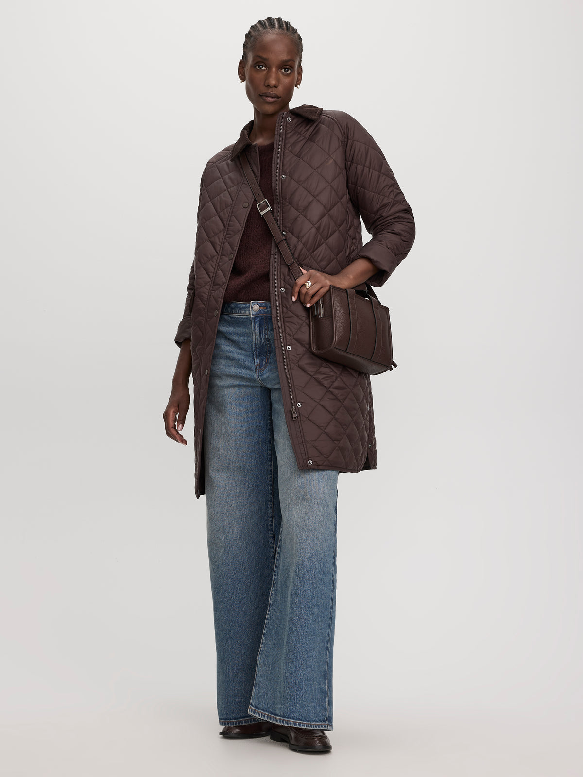 Quilted Jacket with Corduroy Collar