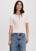 Short-Sleeve Top with Lace-Up Split Neckline