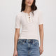 Short-Sleeve Top with Lace-Up Split Neckline