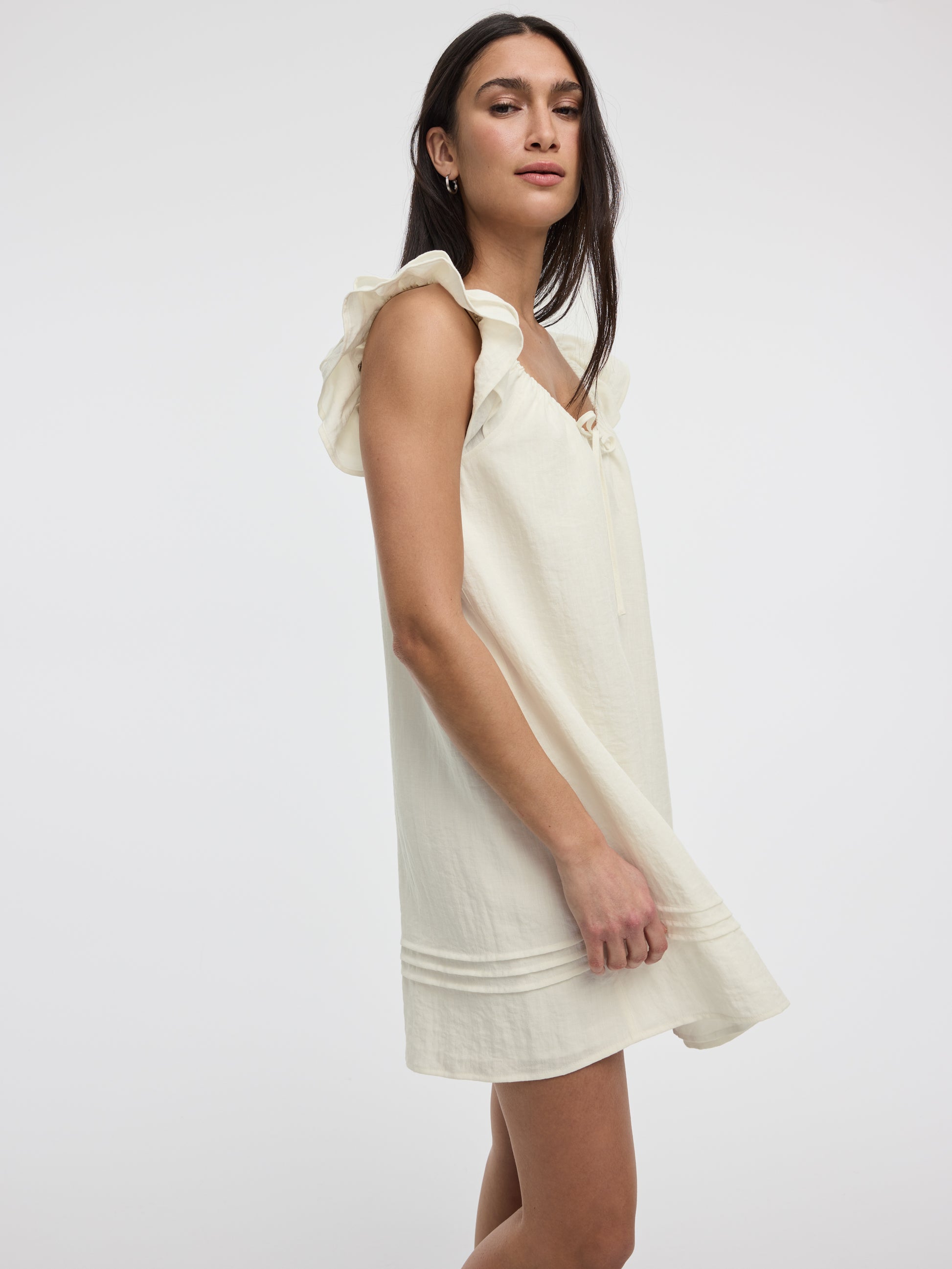 V-Neck Mini Dress with Ruffles