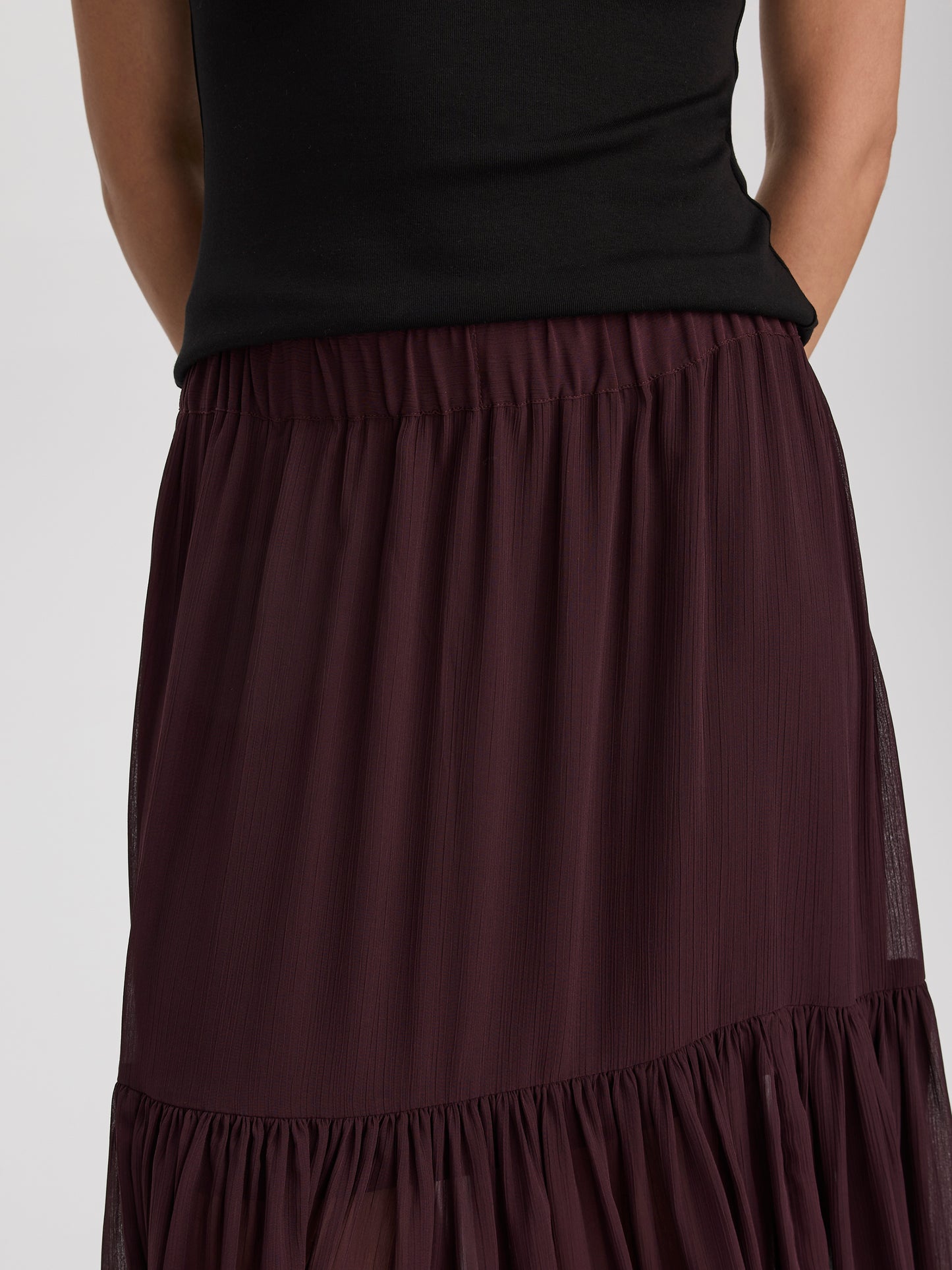 Pleated-Chiffon Maxi Skirt