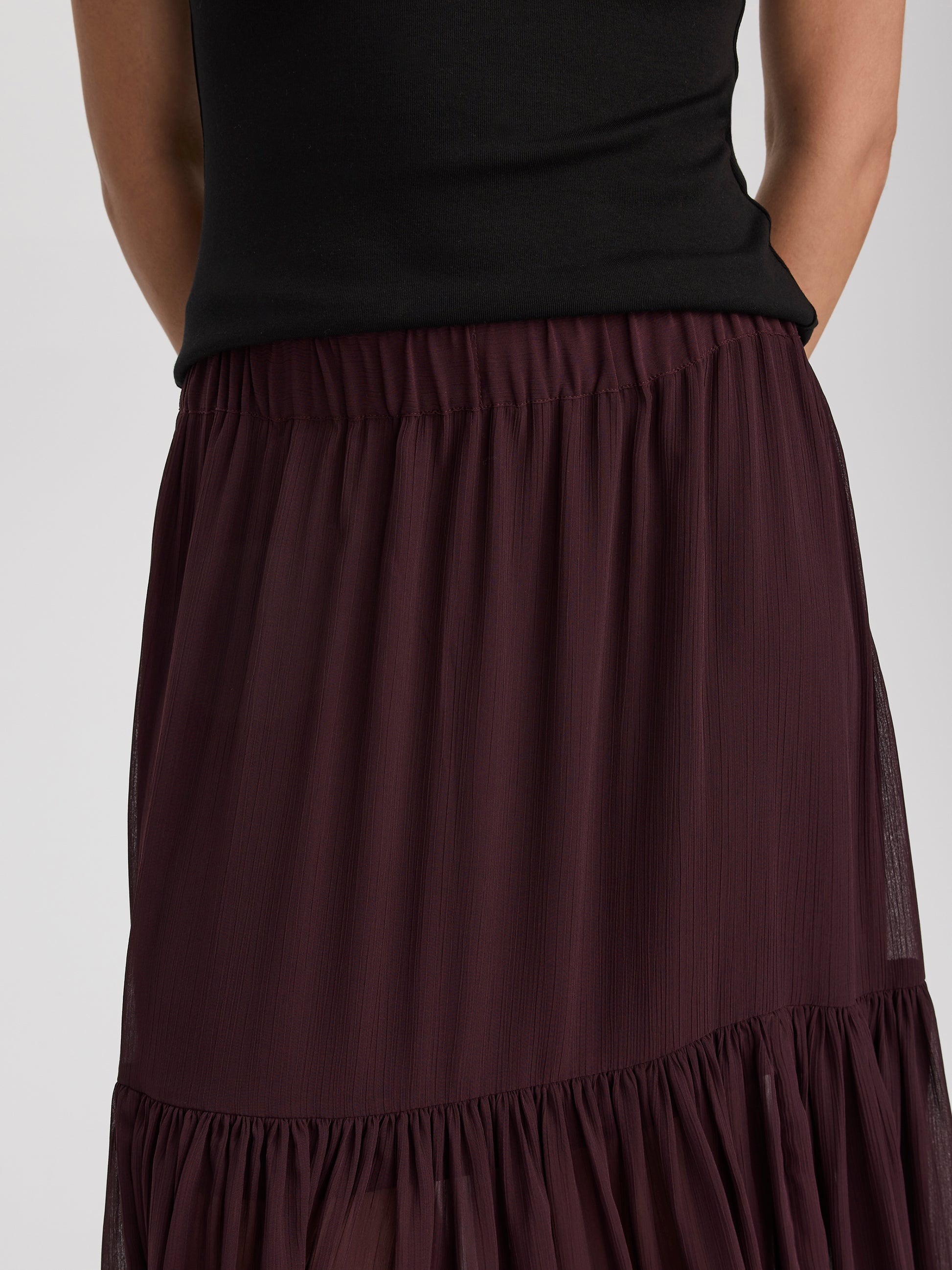 Pleated-Chiffon Maxi Skirt