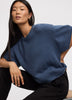 Cashmere-Blend Short-Sleeve Crew-Neck Loose Sweater
