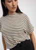 Striped Short-Dolman-Sleeve Crew-Neck Tee