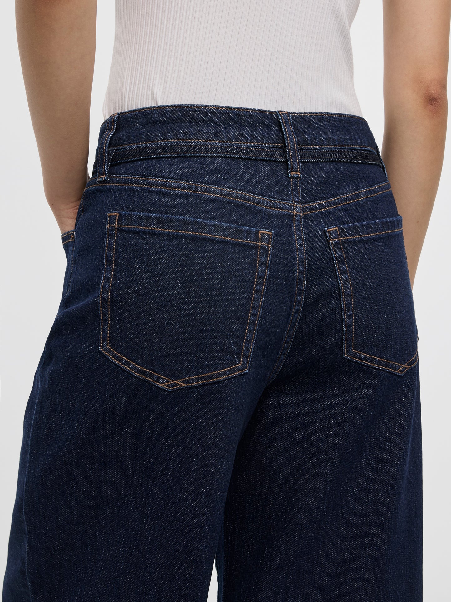 Wide-Leg High-Rise Cropped Jean with Sash