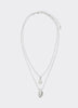 Double-Chain Short Necklace with Organic Pendant