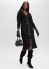 Long-Sleeve V-Neck Buttoned-Down Midi Dress