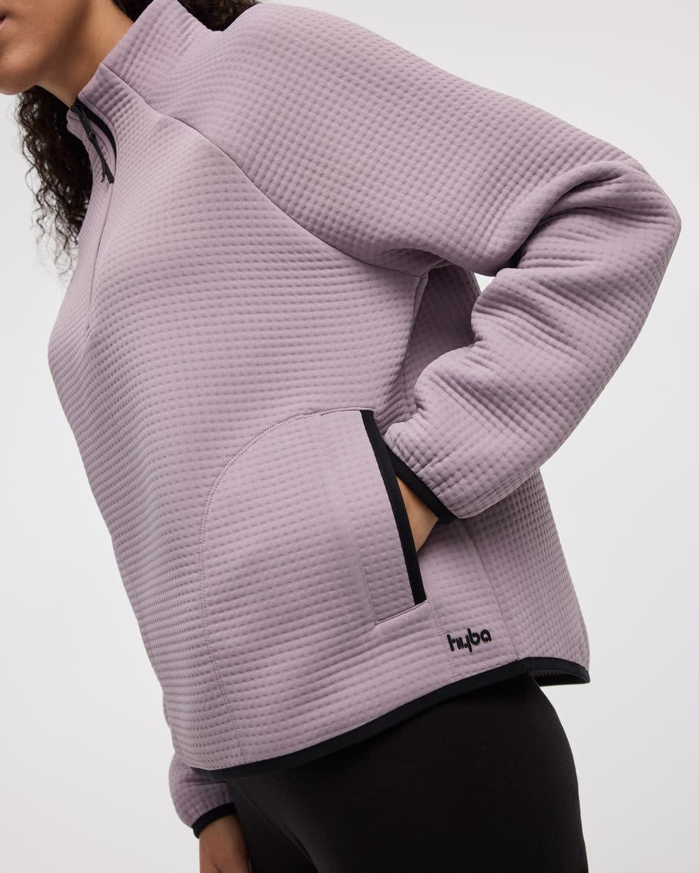 Long-Sleeve Half-Zip Mock-Neck Pullover - Hyba