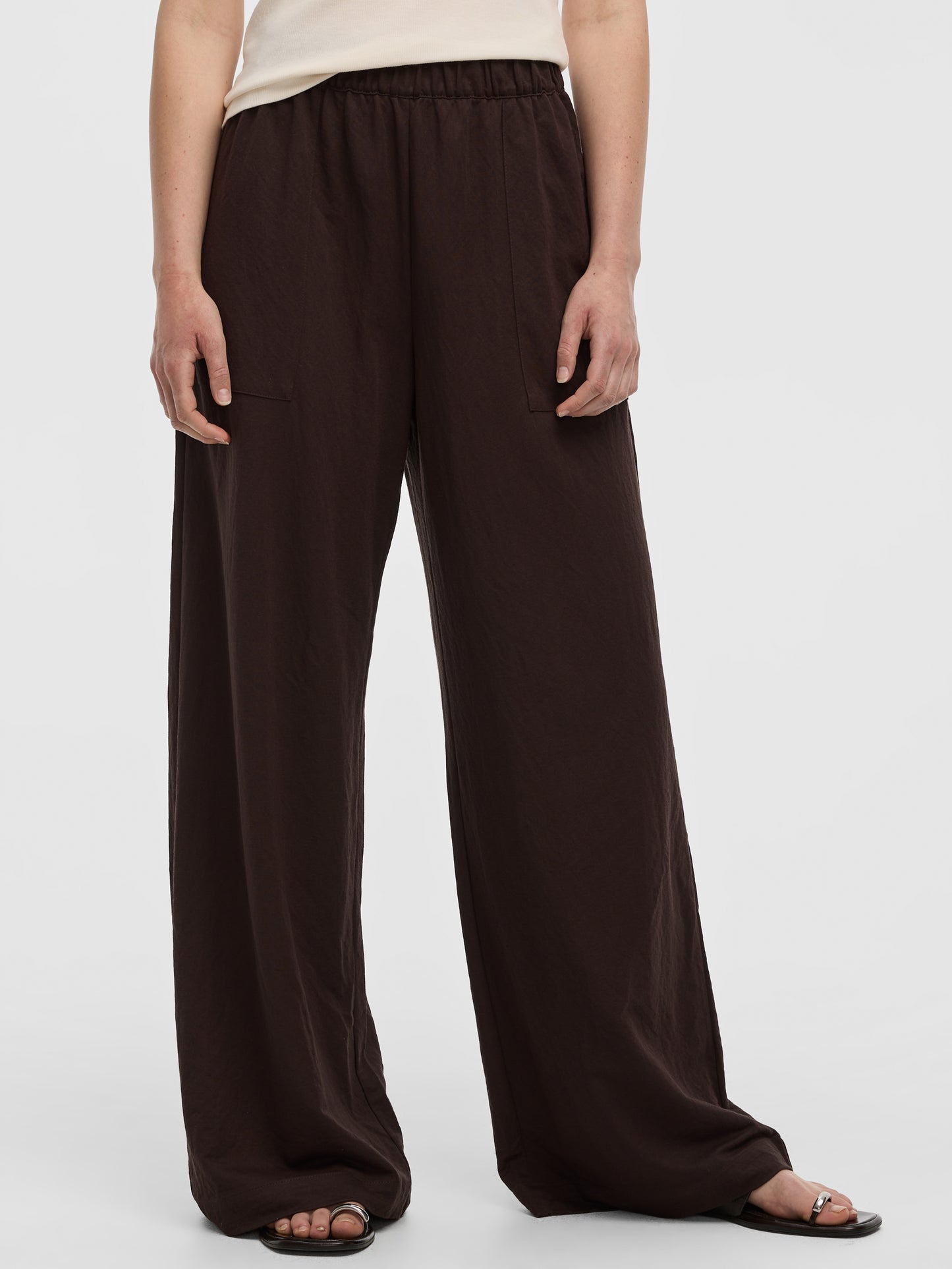Wide-Leg High-Rise Pull-On Piqué Pant