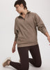 Long-Sleeve Half-Zip Mock-Neck Textured Top