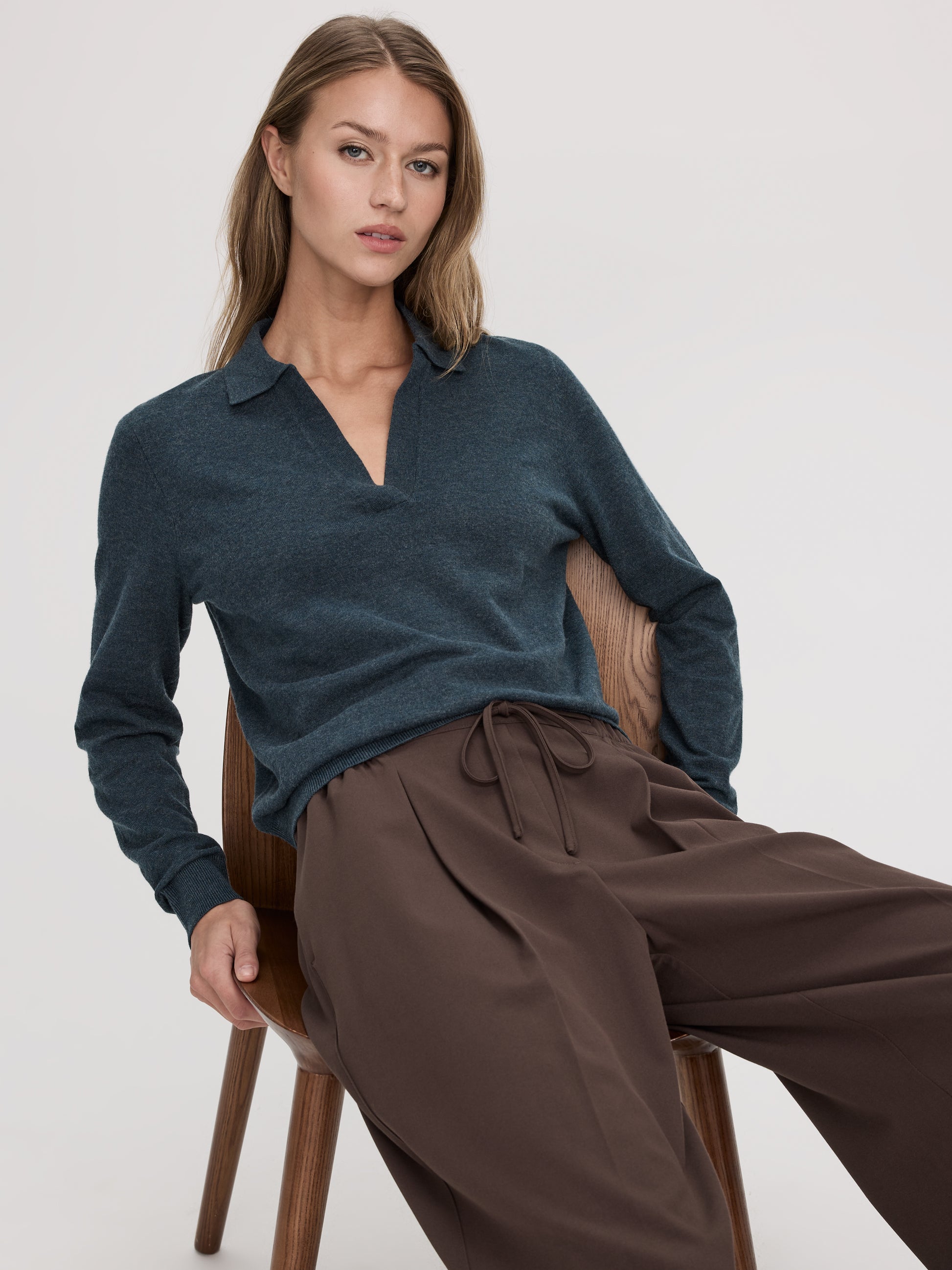 Long-Sleeve Sweater with Johnny Collar - R Essentials