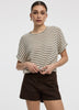 Striped Short-Dolman-Sleeve Crew-Neck Tee