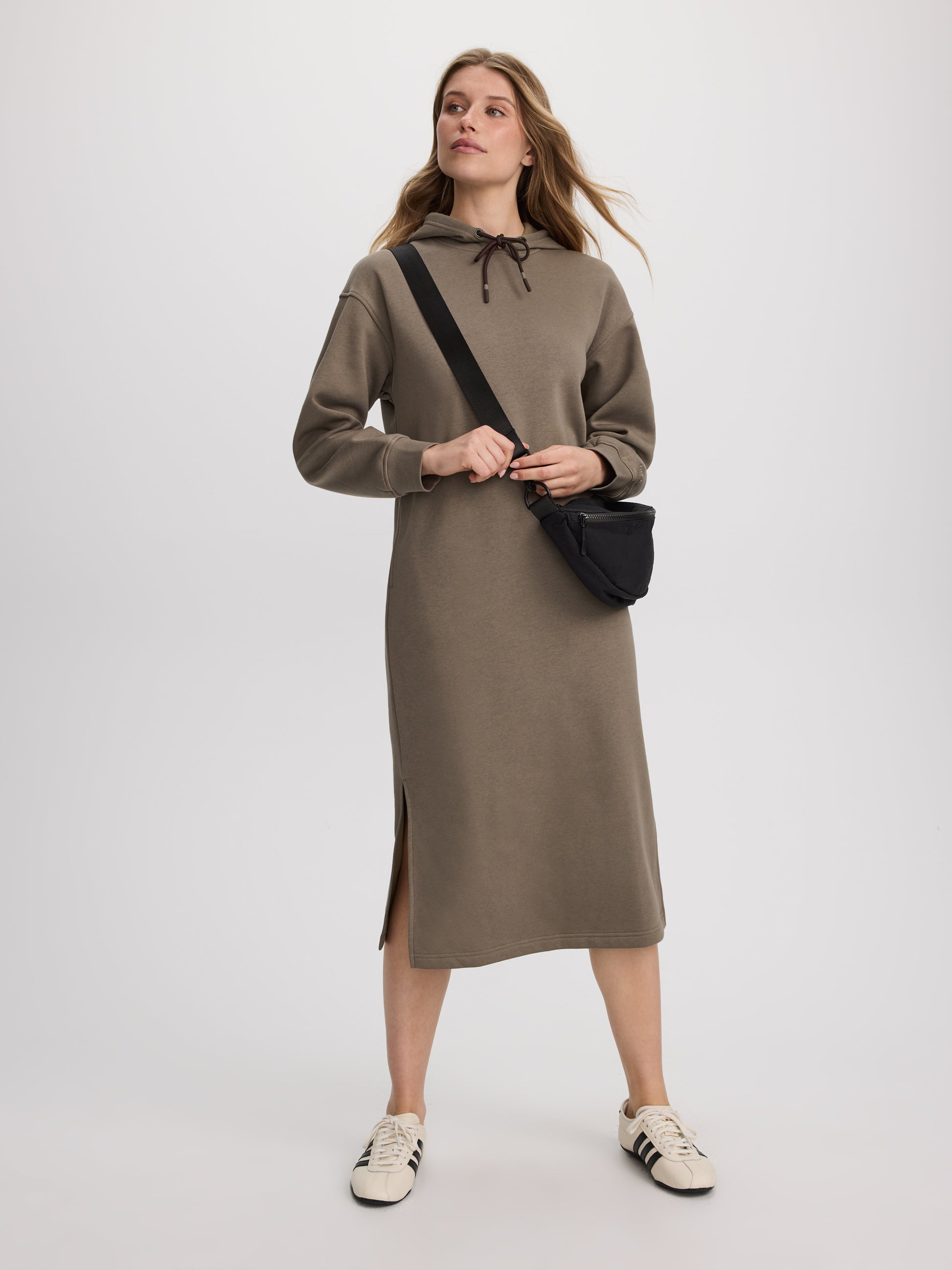 French Terry Hooded Midi Dress