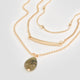 Triple-Chain Short Necklace with Stone Pendant