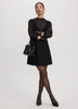 Long-Sleeve Fit-and-Flare Dress with Sheer Yoke